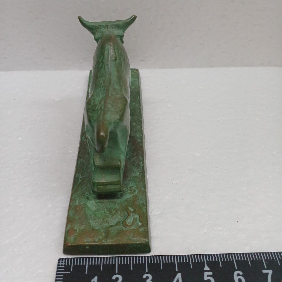 文鎮　青銅　牛　津田永寿　箱有り