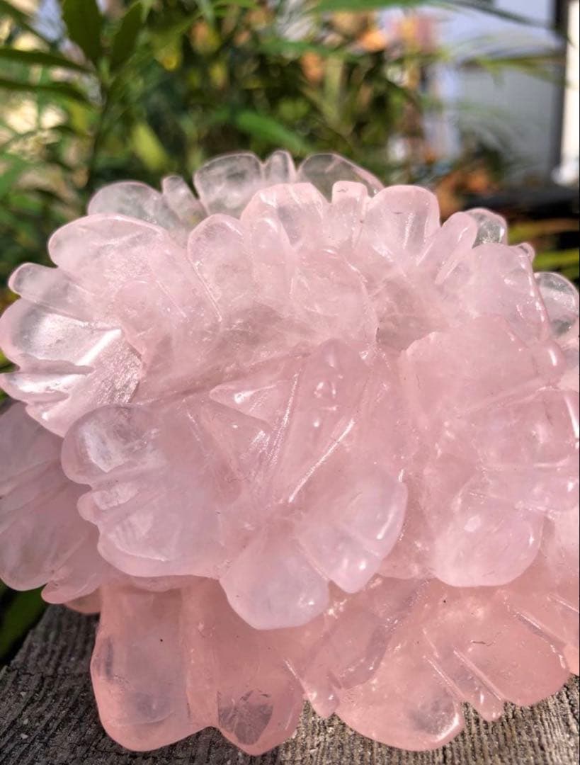 ❤️高品質　精巧に彫刻　☆大きめ0.42kg 逸品　ローズクォーツ　薔薇カービング