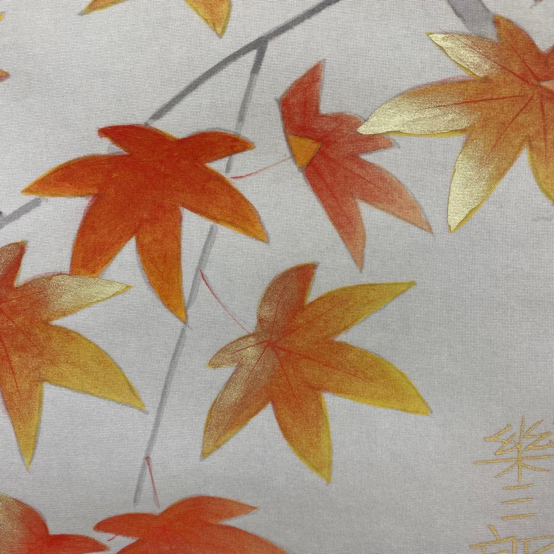 美品 掛け軸 橋口幾三郎作 紅葉図 共箱 花鳥 二重箱 秋掛け