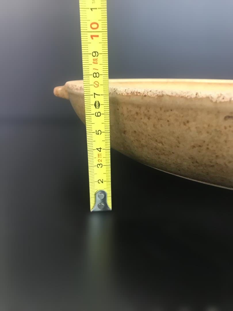 ぱぱ　陶器製丸型陶板　直火OK　 直径約40ｃｍ　持ち手付き　新品未使用