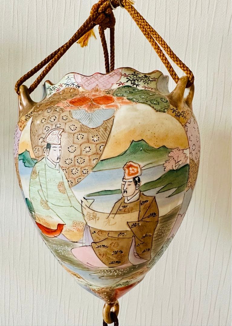 ☆吊り下げ花瓶☆掛け花瓶☆絵付け装飾☆鉢植え☆インテリア 骨董 年代物