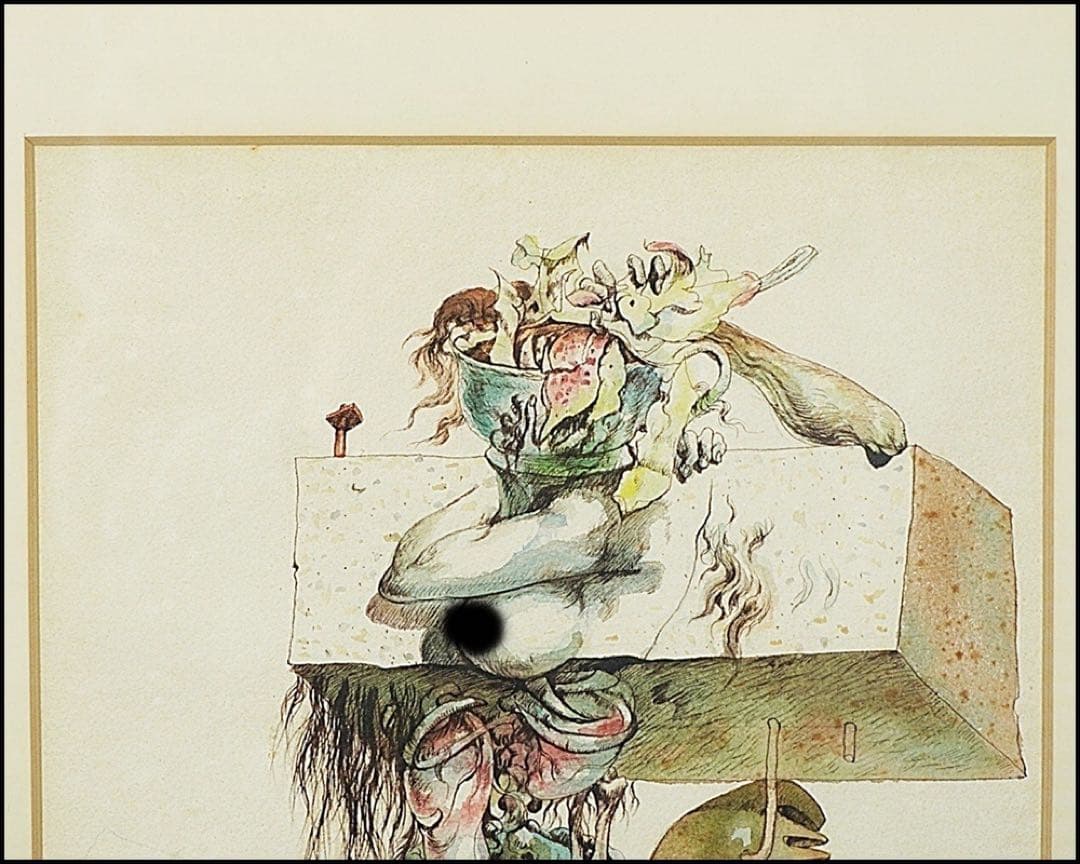 真作保証、古沢岩見 作、水彩画、人物画