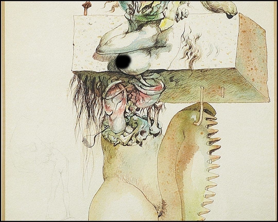 真作保証、古沢岩見 作、水彩画、人物画
