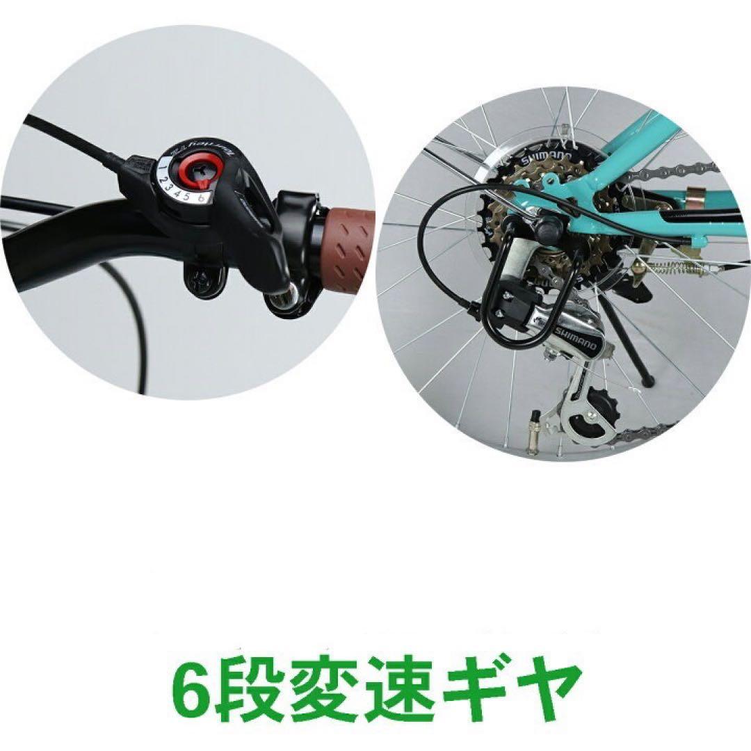ブルー新入荷 折りたたみ 自転車 20インチ シマノ 6段変速　カゴ鍵