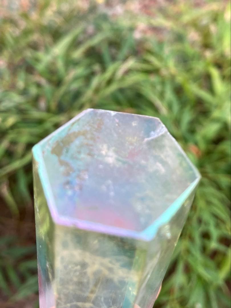 レインボー　オーラクォーツ　水晶 ポリッシュ　ポイント　Ａ