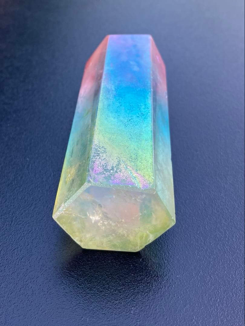 レインボー　オーラクォーツ　水晶 ポリッシュ　ポイント　Ａ