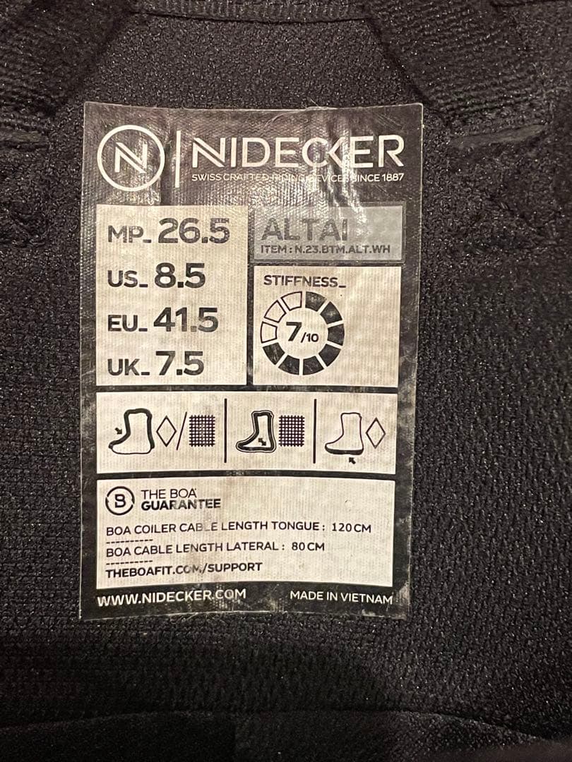 超高性能インソール付NIDECKER ALTAI 26.5cm 23-24モデル