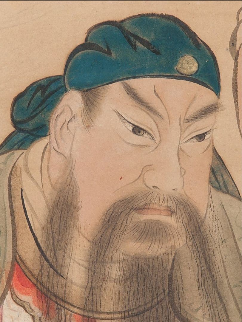 「関羽と周倉」三国志 肉筆 紙本彩色 時代物 骨董品 掛軸 厄除け