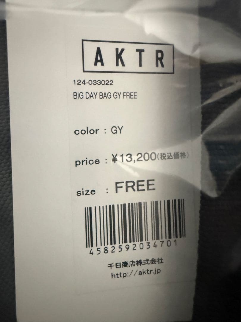 AKTR BIG DAY BAG グレー サイズFREE