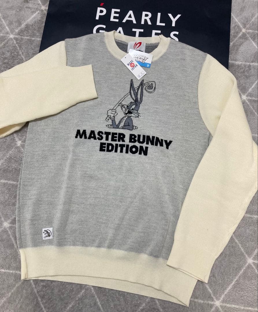新品 マスターバニー Bugs Bunny 3色Wジャガード ニット(6)LL白