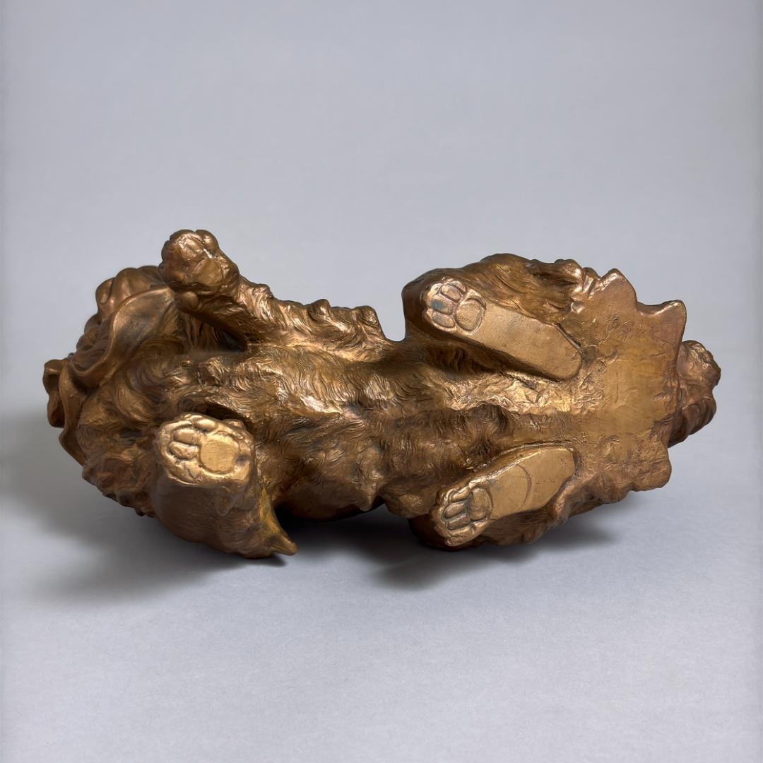 近藤正真 鋳銅 狆 置物 共箱付 犬 彫刻 金工芸 美術品 約21.5cm