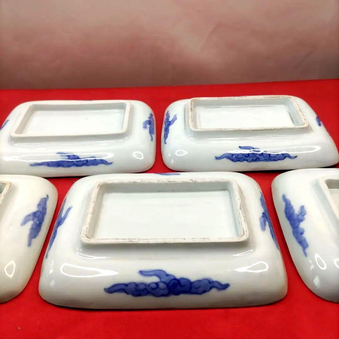 有田焼　伊万里焼　古伊万里　金彩　色絵　小皿　角皿　長角皿　刺し身皿　5客セット