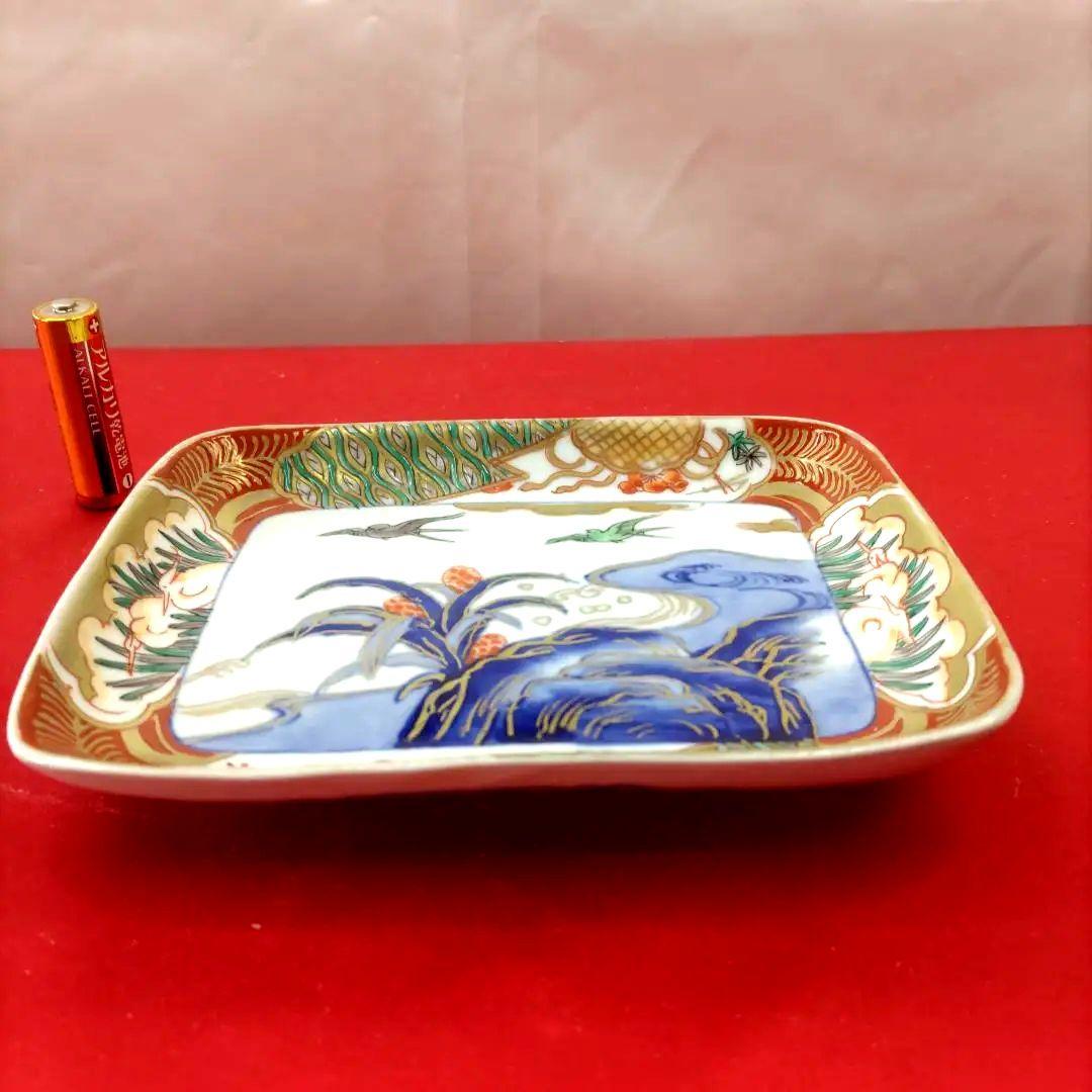 有田焼　伊万里焼　古伊万里　金彩　色絵　小皿　角皿　長角皿　刺し身皿　5客セット