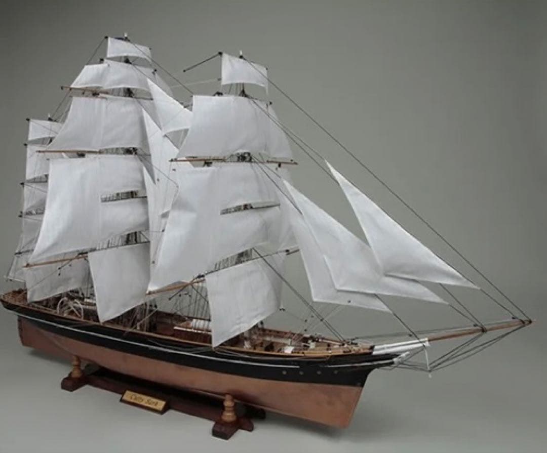 【希少商品】木製帆船模型 1/80カティサーク 帆付