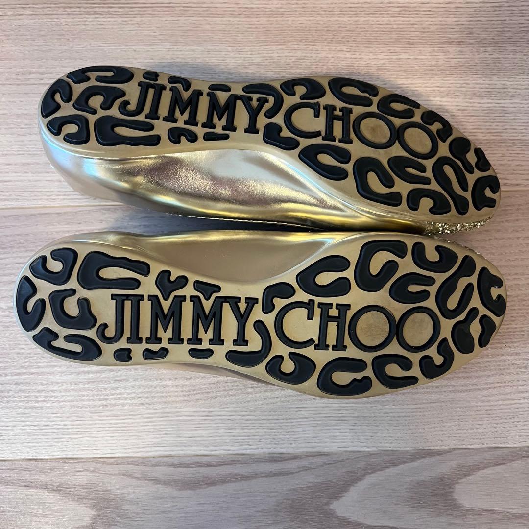JIMMY CHOO ゴールド グリッター フラットシューズ 37.5