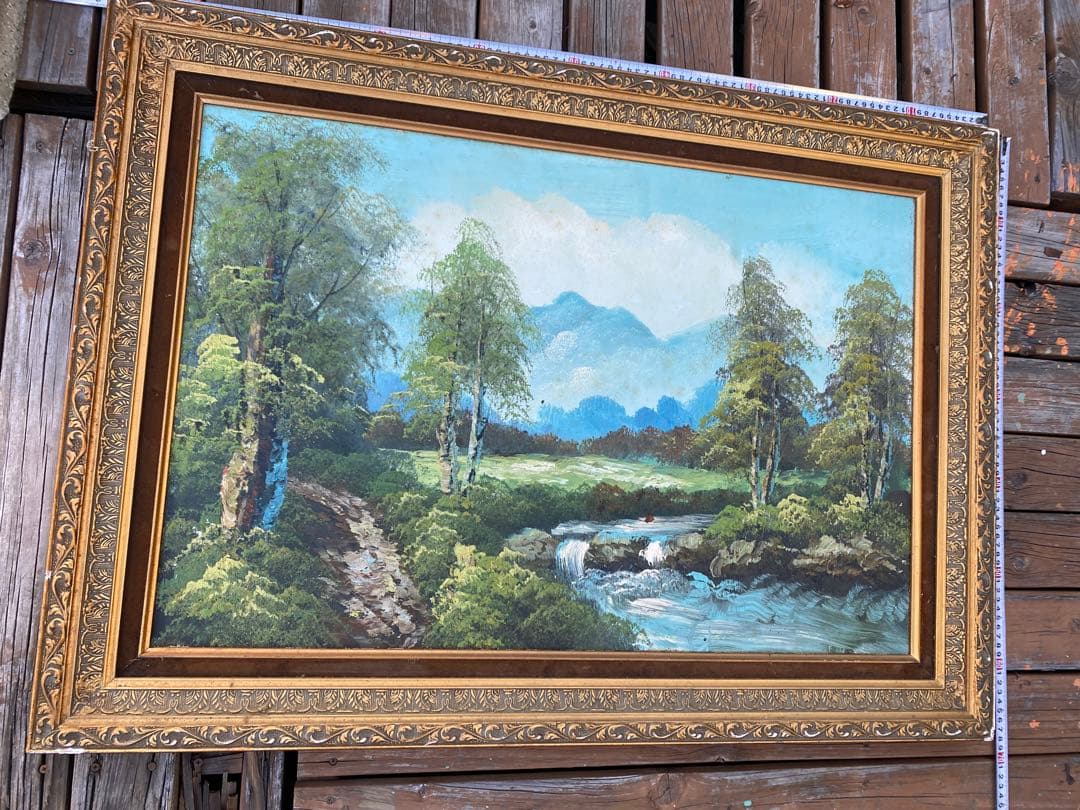 大型額装 風景画 油彩画 高級感あるフレーム入りインテリアアート♪