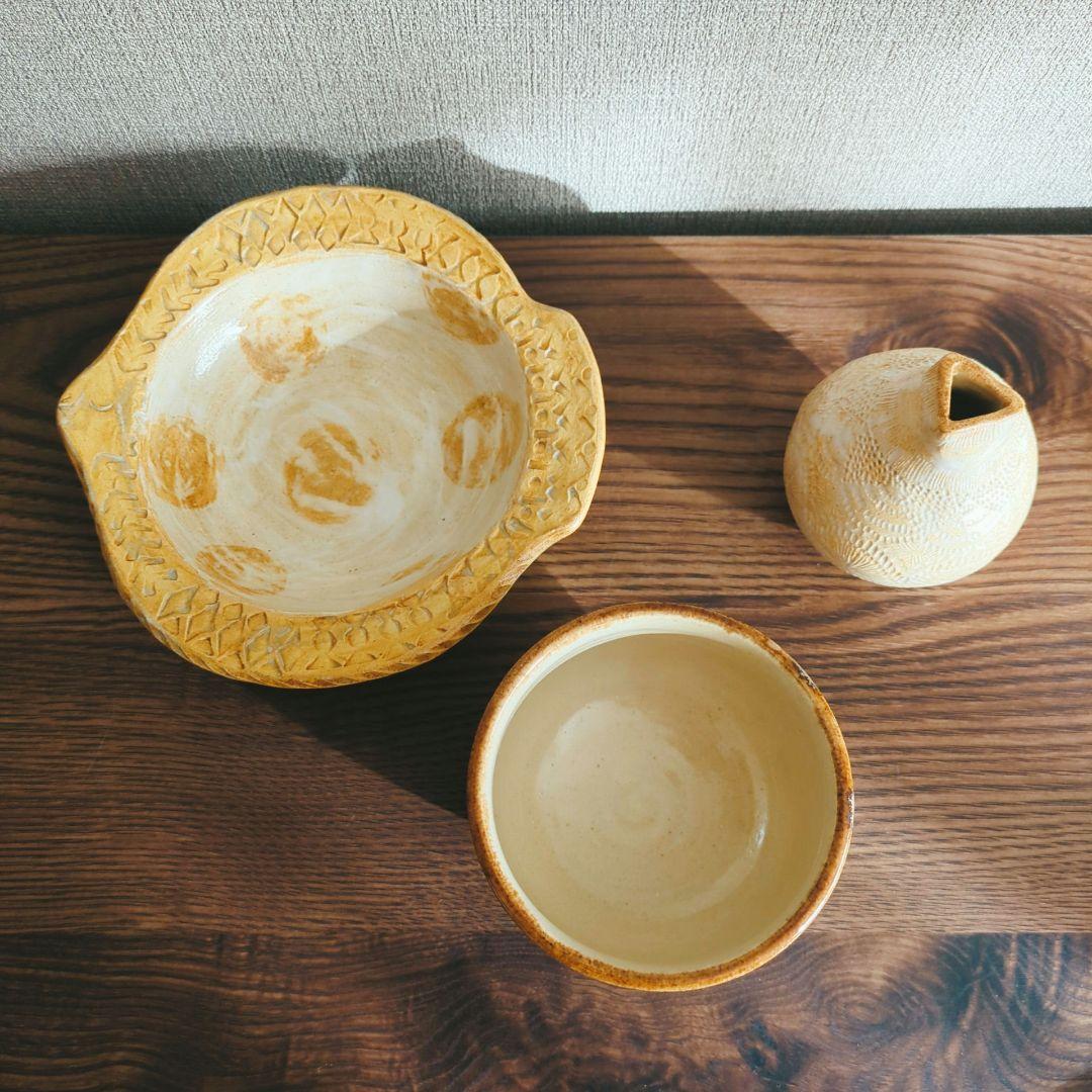 最終価格 新品 工房いろはさんのお皿と花器3点セット② やちむん 工房イロハ