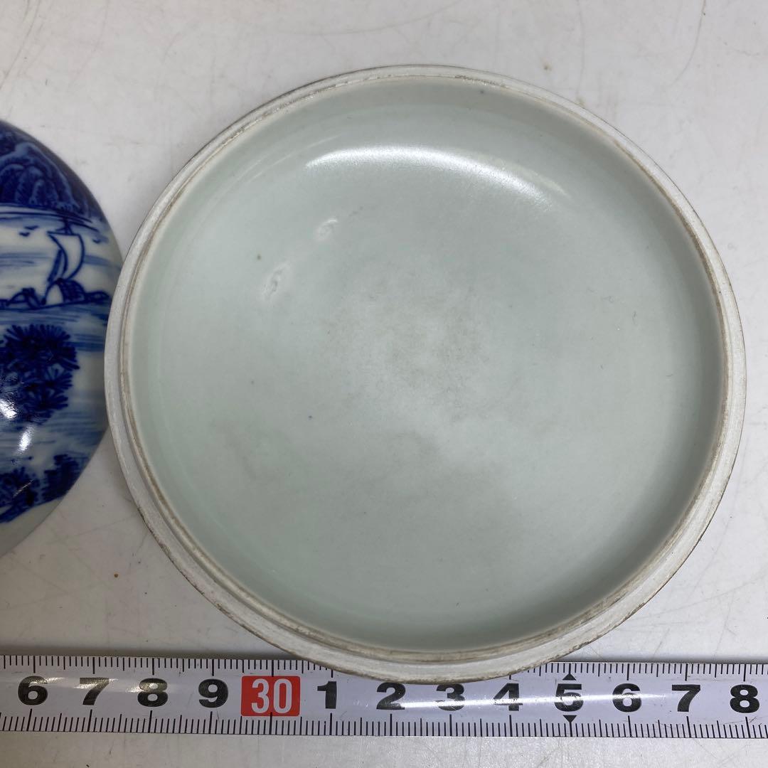 中国清時代　大清光緒年製　青花香合　幅約10.2㎝　タサオサ　東さ8-0328②