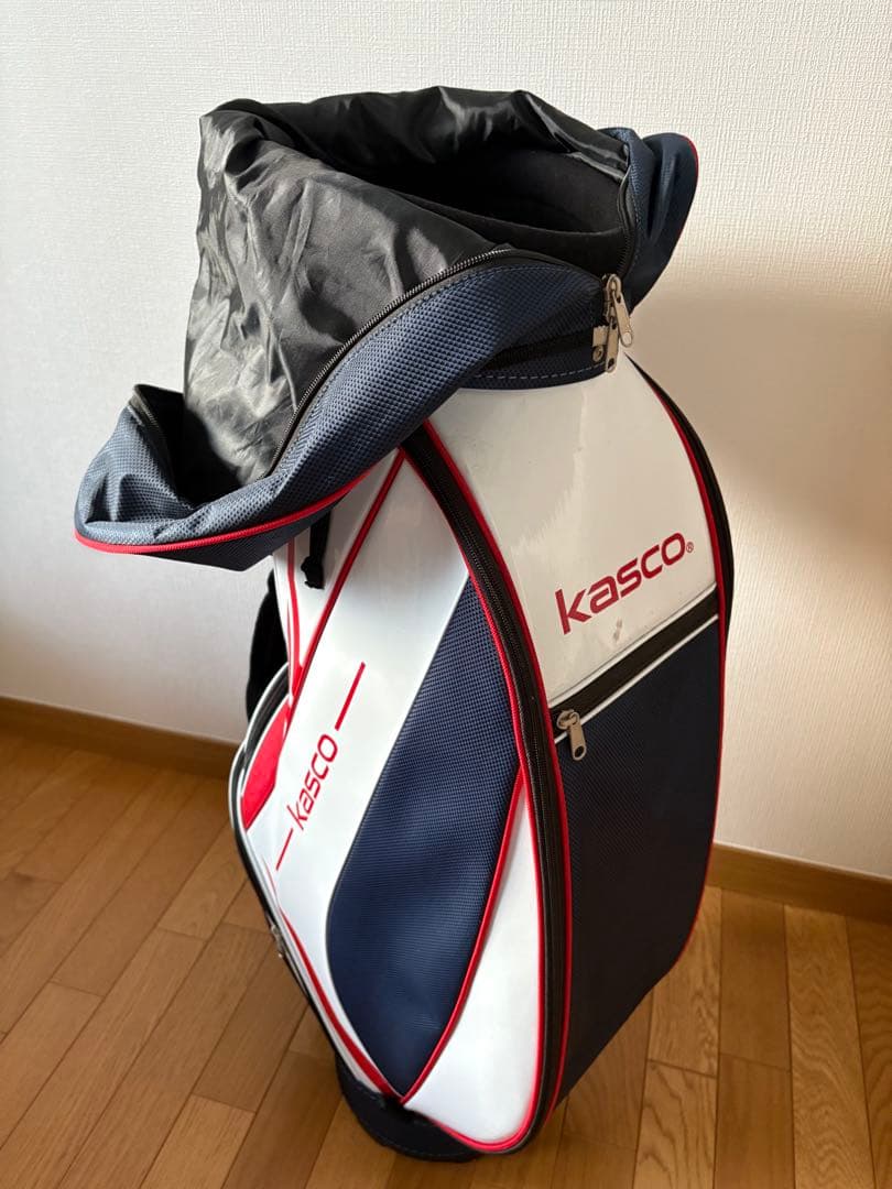 Kasco キャディバッグ 白赤紺 ストライプ