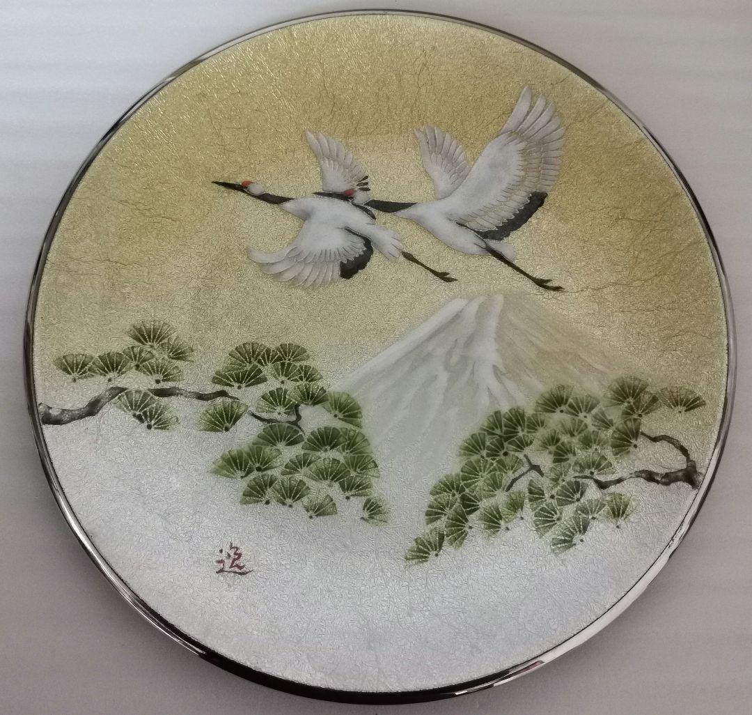 彩光舎 七宝焼き 飾り皿 丸松に鶴 005-12 伝統工芸 日本製