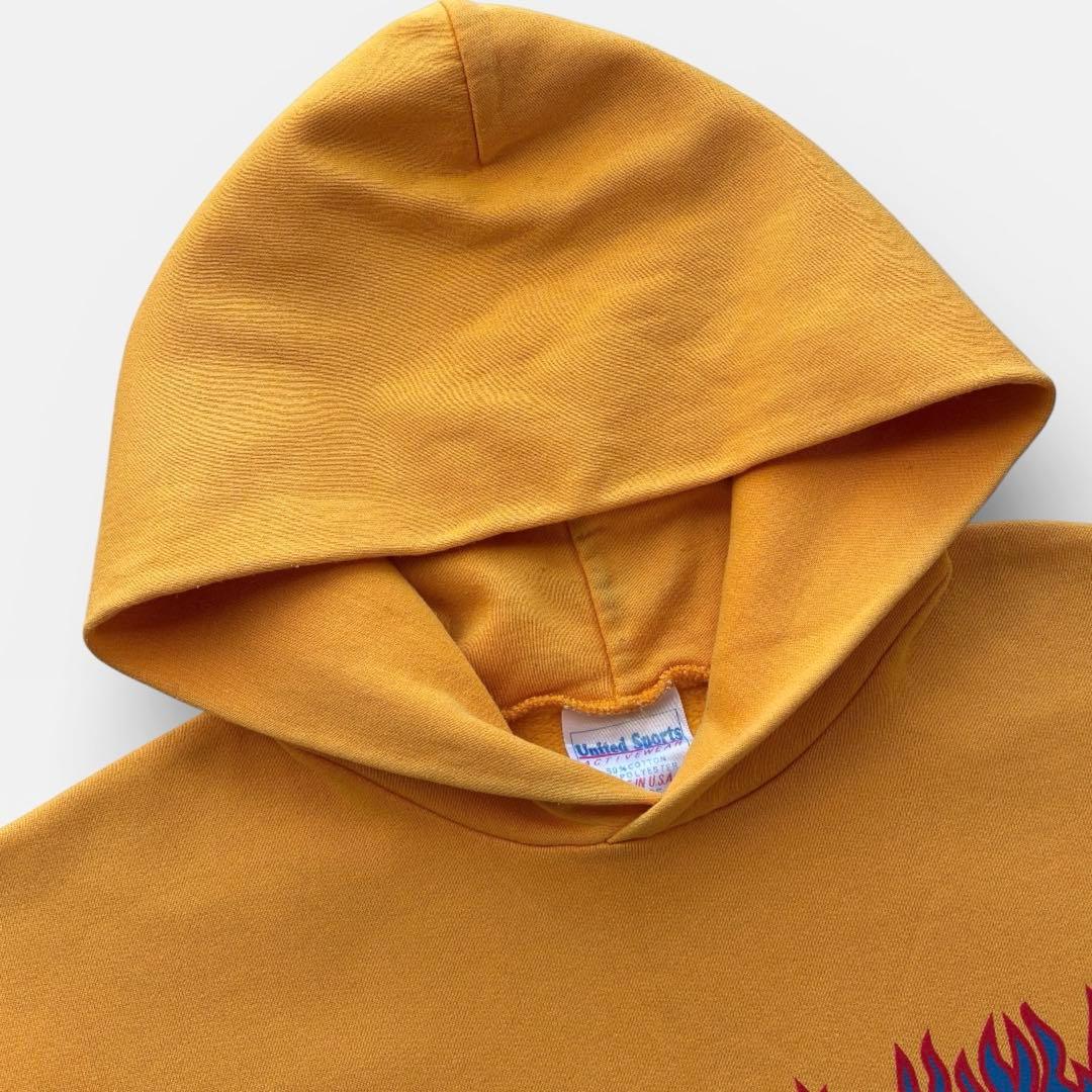 90's USA製 THRASHER フレイムロゴ スウェットパーカー イエロー