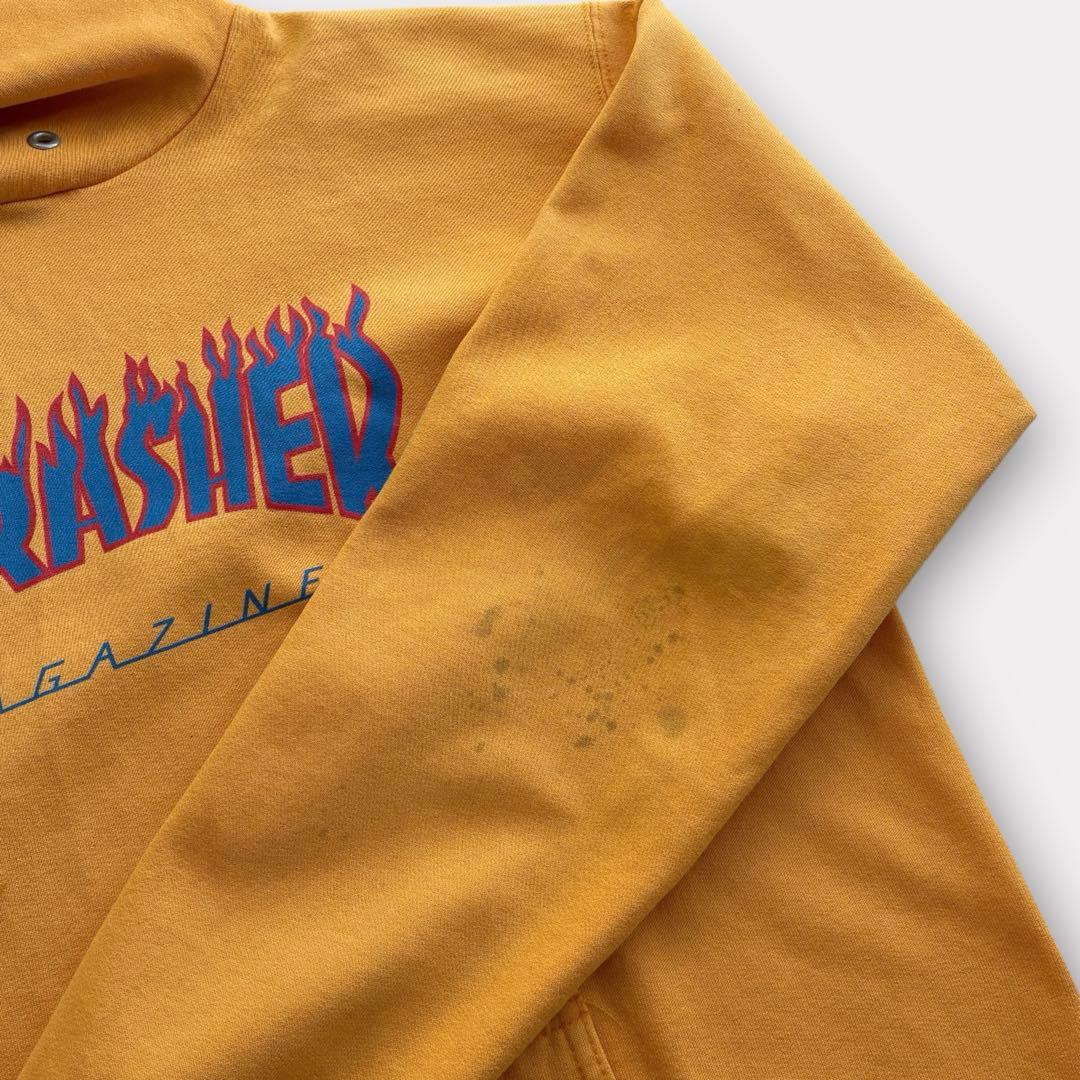 90's USA製 THRASHER フレイムロゴ スウェットパーカー イエロー