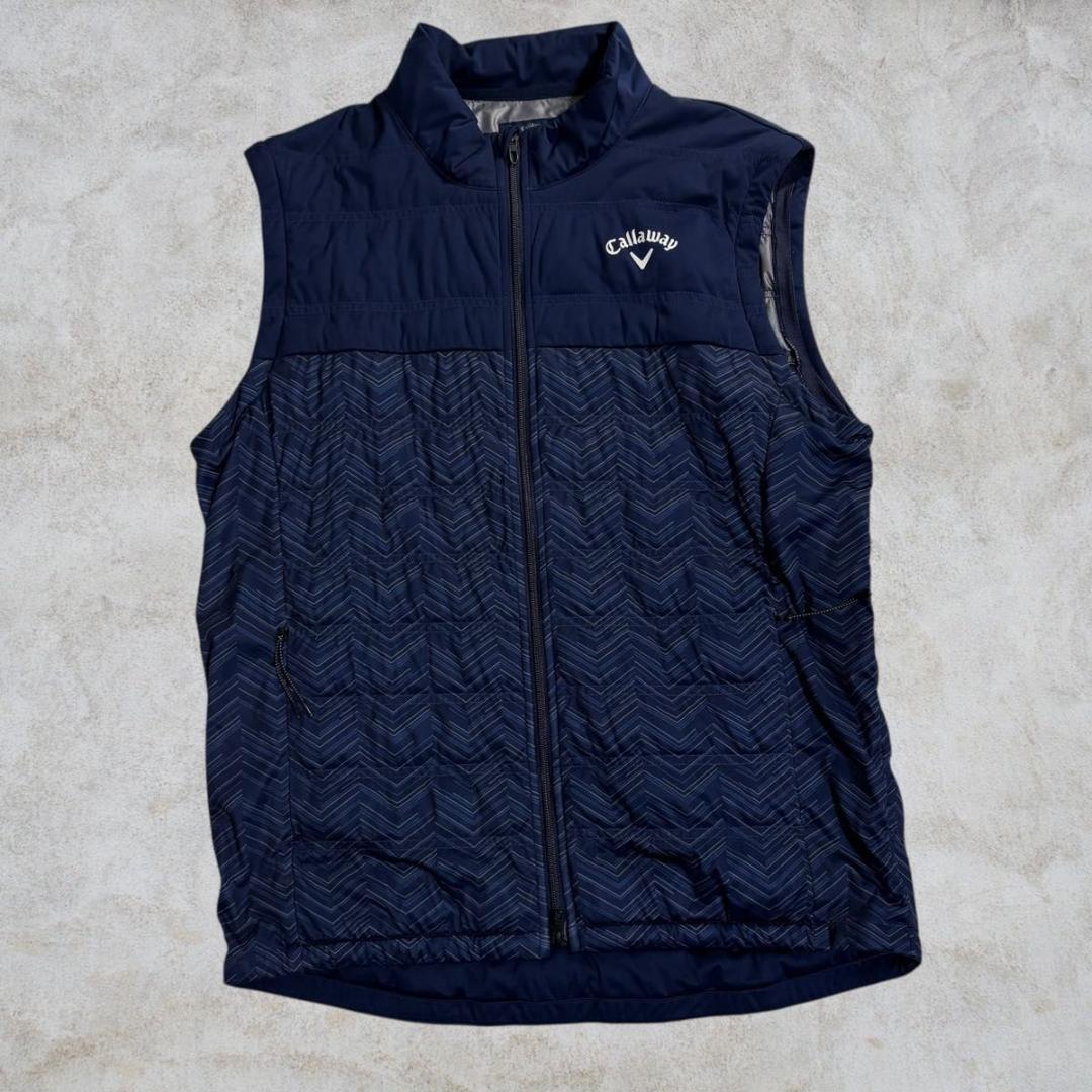 【美品】Callaway ゴルフ 中綿入りスターストレッチブルゾン ネイビー