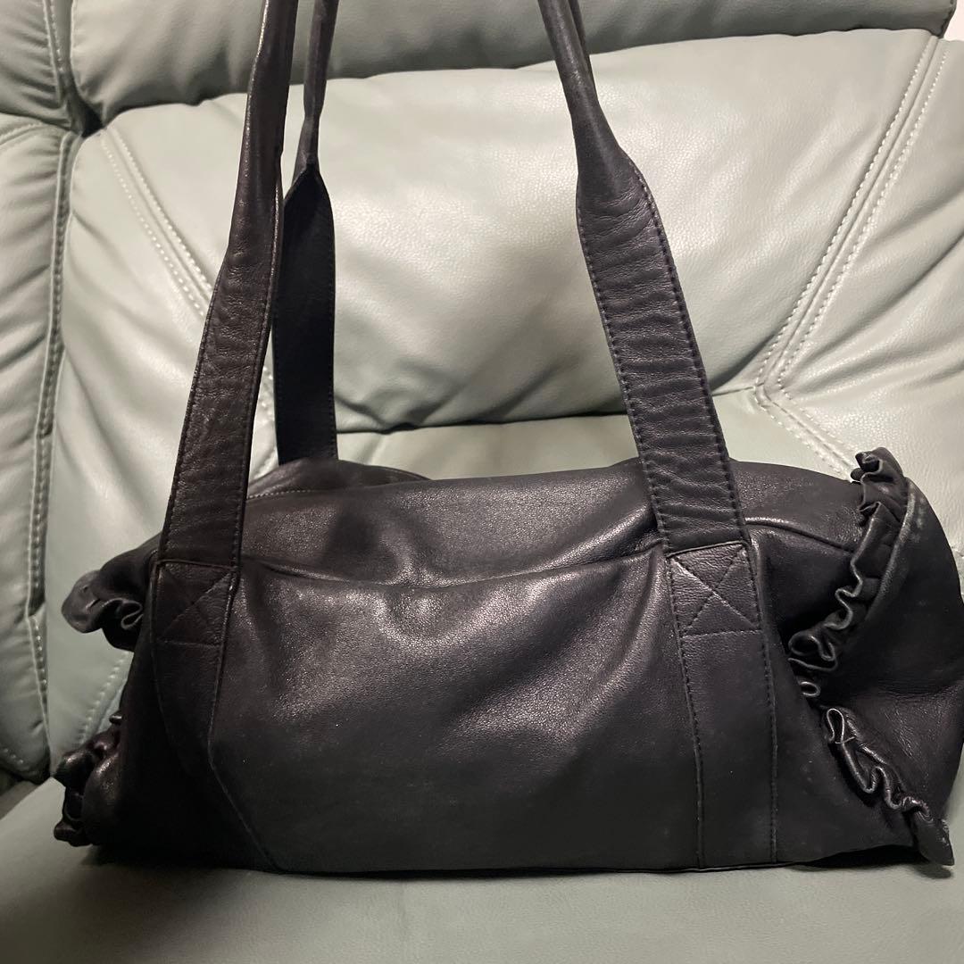 Repetto 軽量ラムスキンバッグ　ボストン　フリル付きレザーバッグ