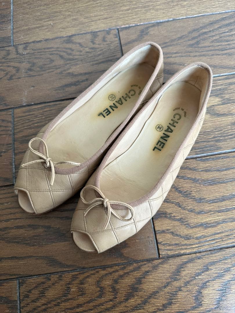 希少 CHANEL シャネル マトラッセ バレエシューズ 35 ベージュ