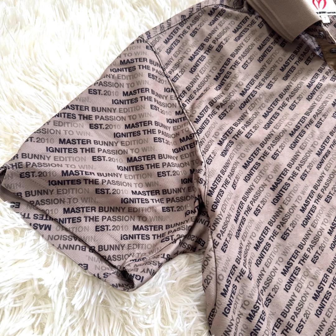 【新品同様】マスターバニーエディション　総柄　ロゴ刺繍　半袖　ポロシャツ　2XL