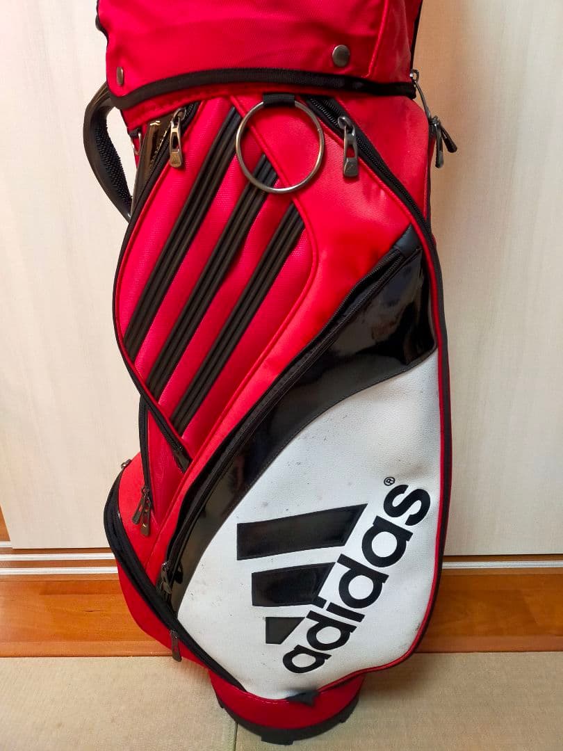 adidas ゴルフバッグ 赤 ストライプ アディダス