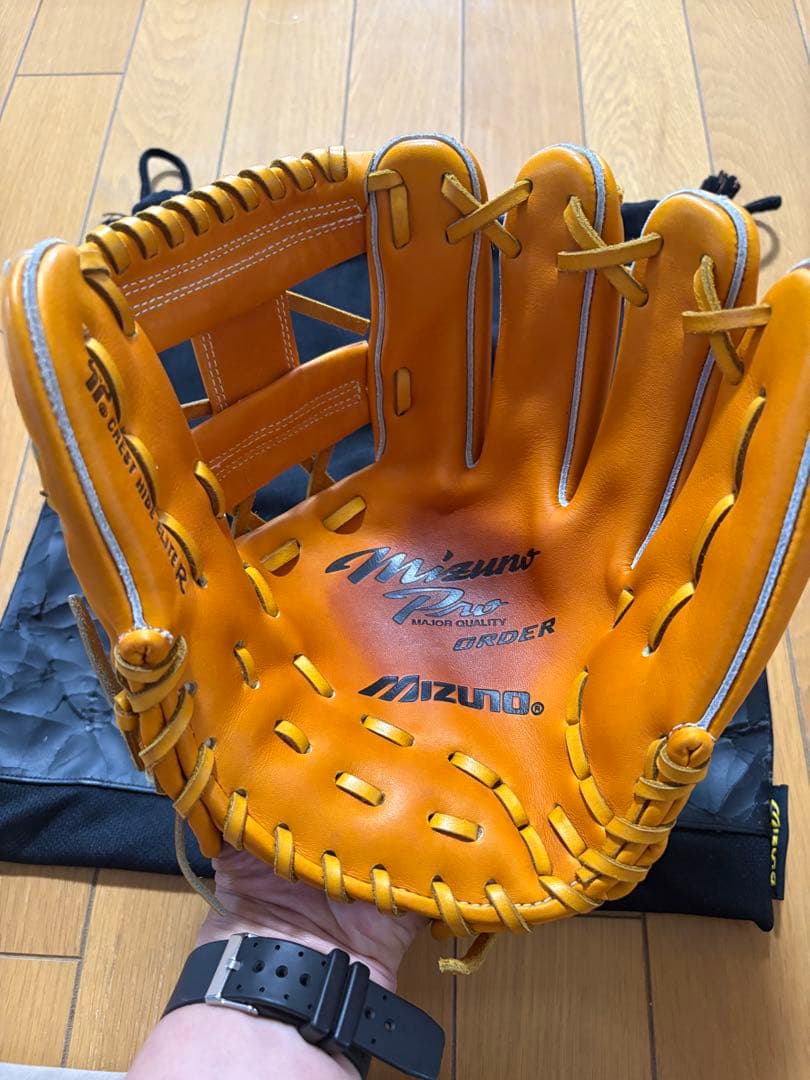 MizunoPro 軟式用オーダー宮本モデル オレンジ 収納袋付き