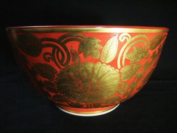 鳳凰 牡丹文 金襴手鉢 粟田窯 銘佳山「南山似福東海如寿」京焼 清水焼 鉢