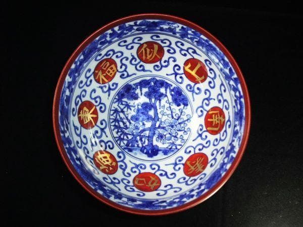 鳳凰 牡丹文 金襴手鉢 粟田窯 銘佳山「南山似福東海如寿」京焼 清水焼 鉢