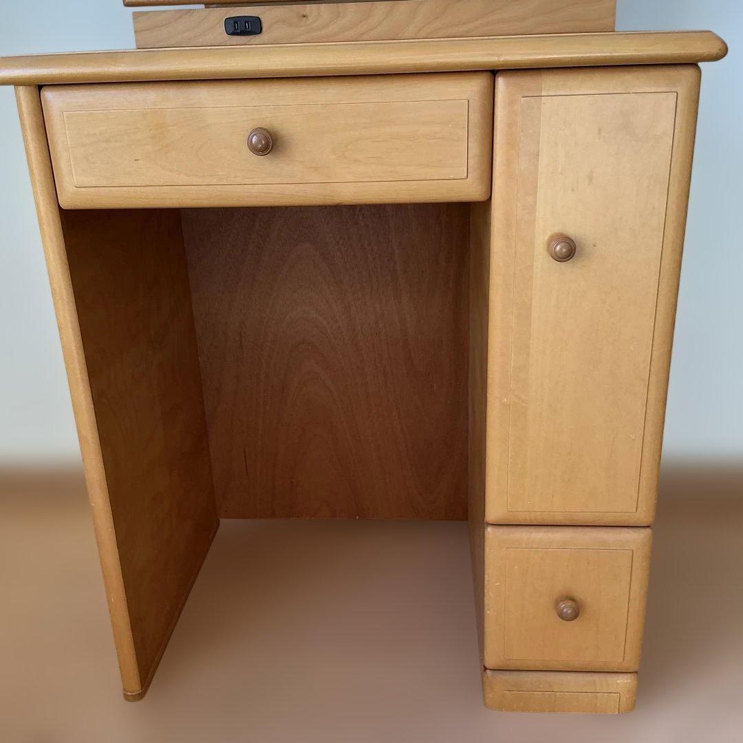 木製ドレッサー丸型ミラー家具　鏡台　化粧台　アンティーク
