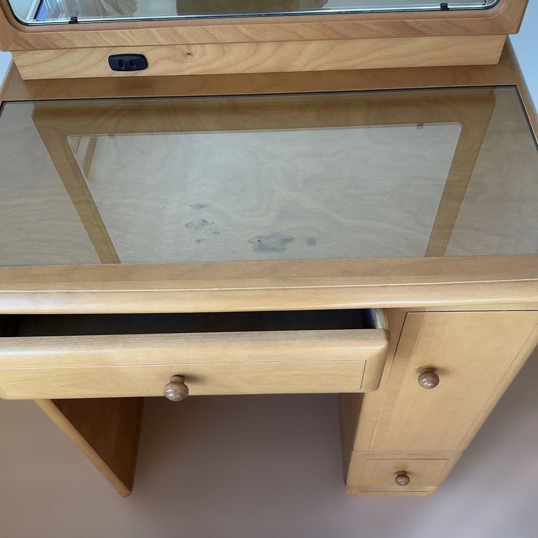 木製ドレッサー丸型ミラー家具　鏡台　化粧台　アンティーク