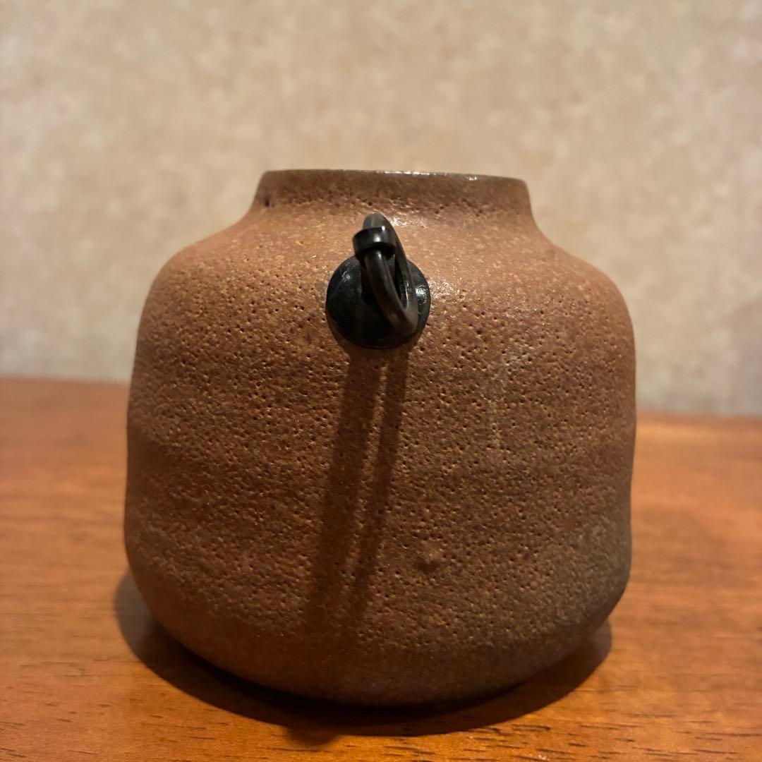 人間国宝級の造形【小川甚八】甚八窯 焼き締め 掛け花入★共箱付★カエルの守り主