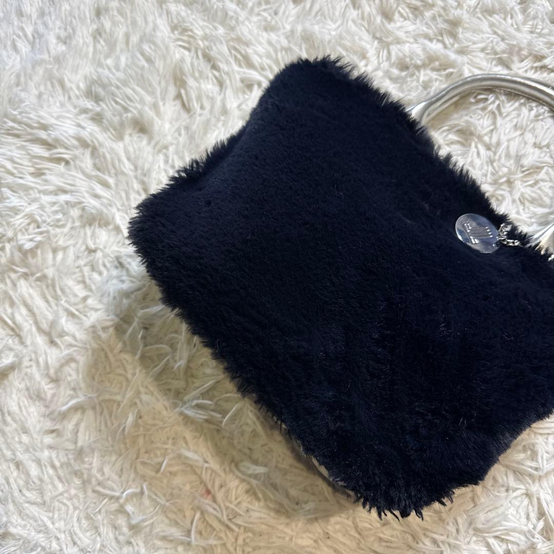 LANVIN SPORT ネイビー グレー シルバー フリース カートバッグ