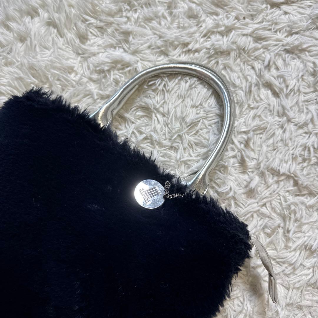 LANVIN SPORT ネイビー グレー シルバー フリース カートバッグ