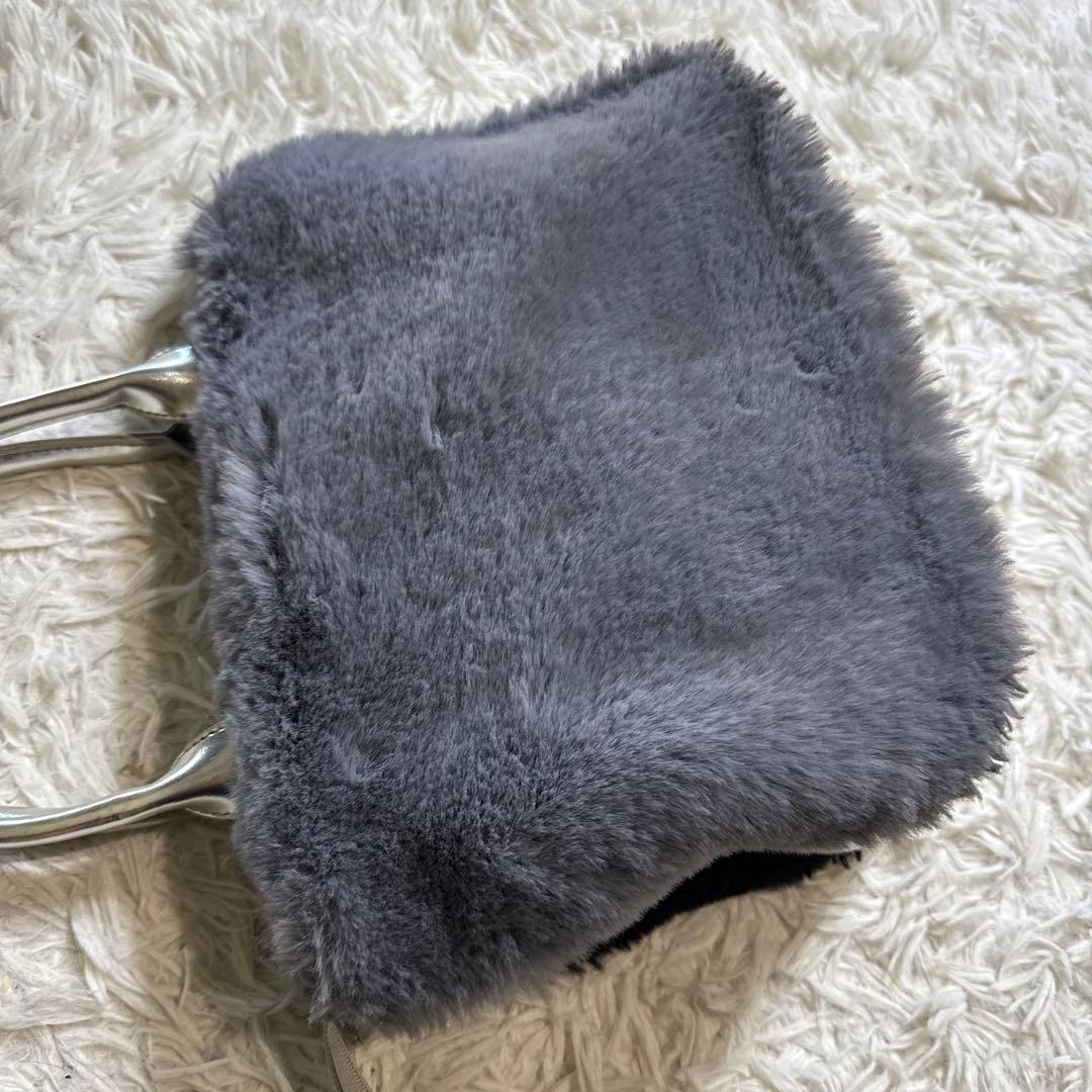 LANVIN SPORT ネイビー グレー シルバー フリース カートバッグ