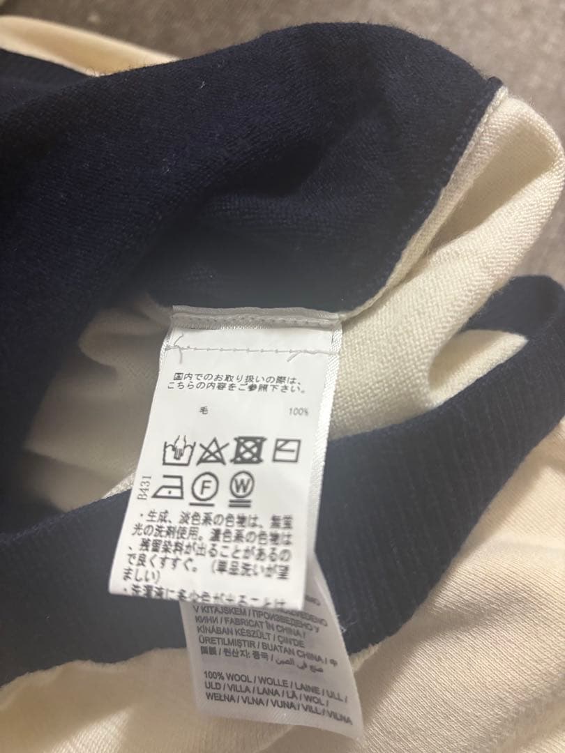 J.LINDEBERG モックネックセーター ネイビー/ホワイト　美品
