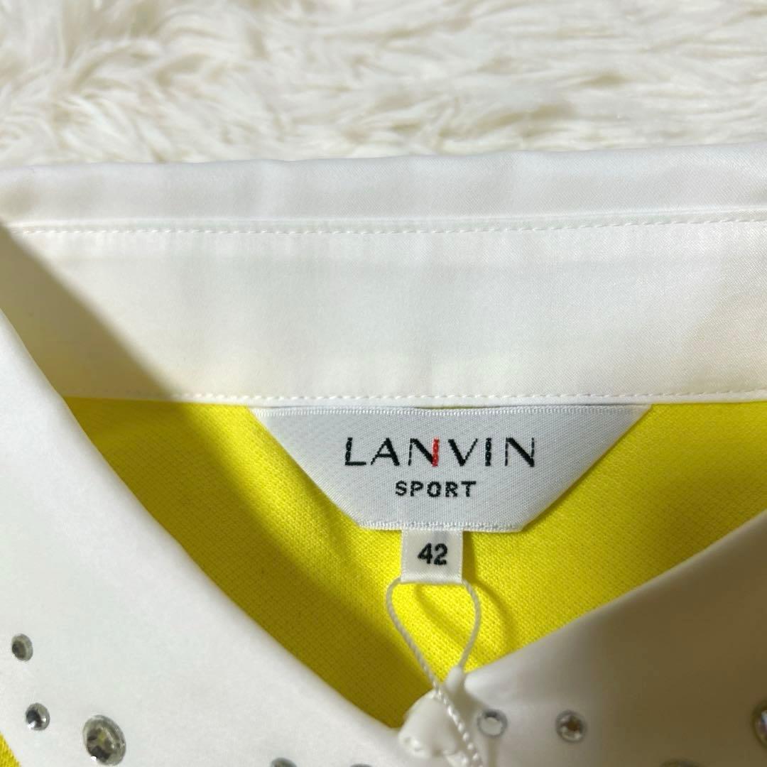 【新品】LANVIN SPORT ラインストーンロゴ ポロシャツ 五分袖 42