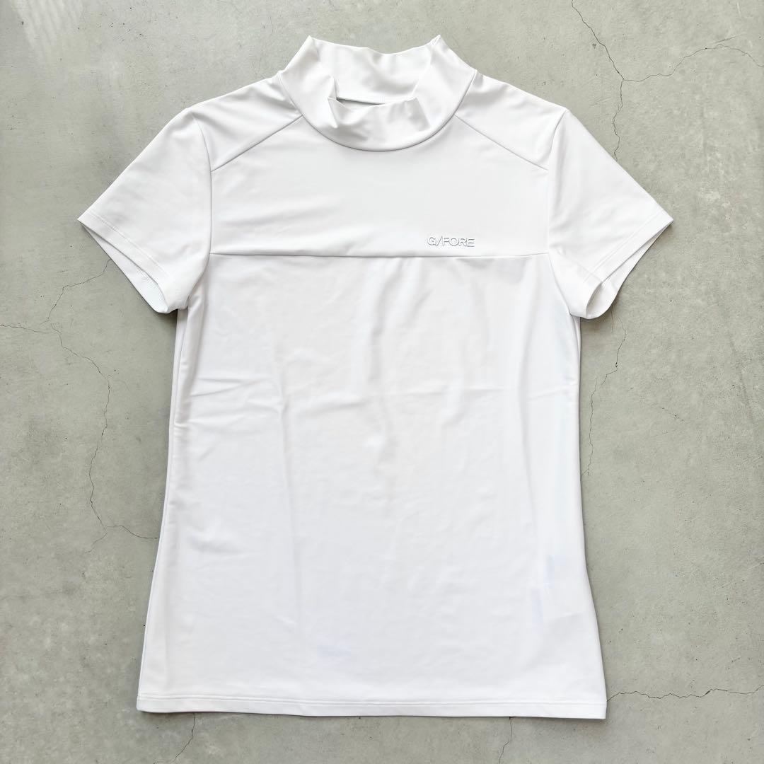 G/FORE ジーフォア ロゴ モックネック半袖Tシャツ ホワイト S ゴルフ