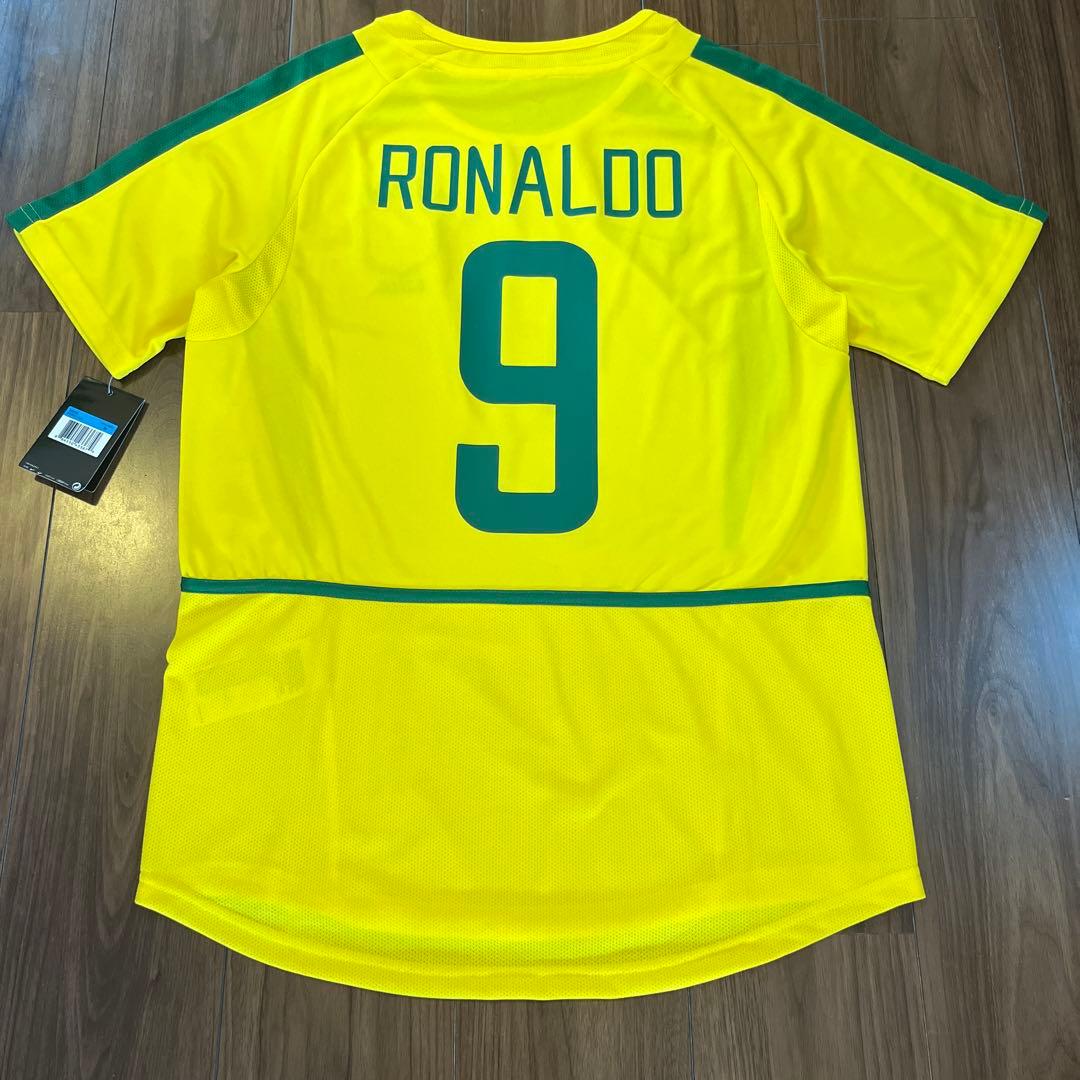タグ付きブラジル代表 ロナウド ユニフォーム 02年ワールドカップ優勝モデル　M