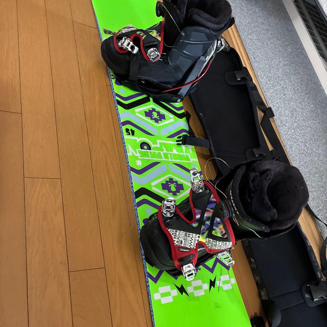 スノーボード グリーン 5点セットバインディング付き