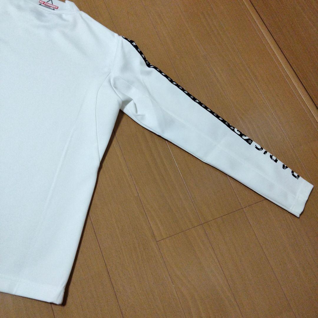 NOCOMMENT ホワイト 長袖ポロネックシャツ