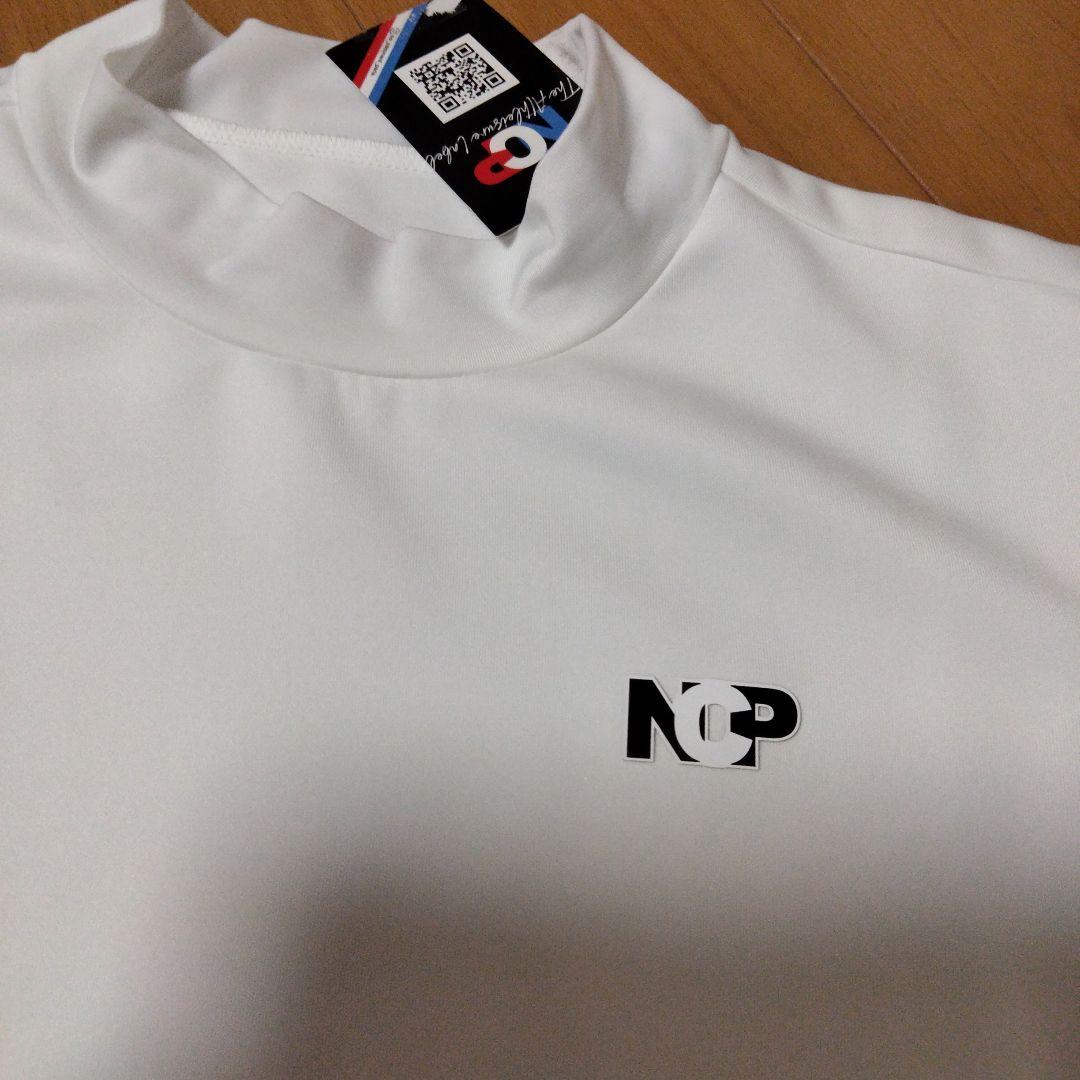 NOCOMMENT ホワイト 長袖ポロネックシャツ
