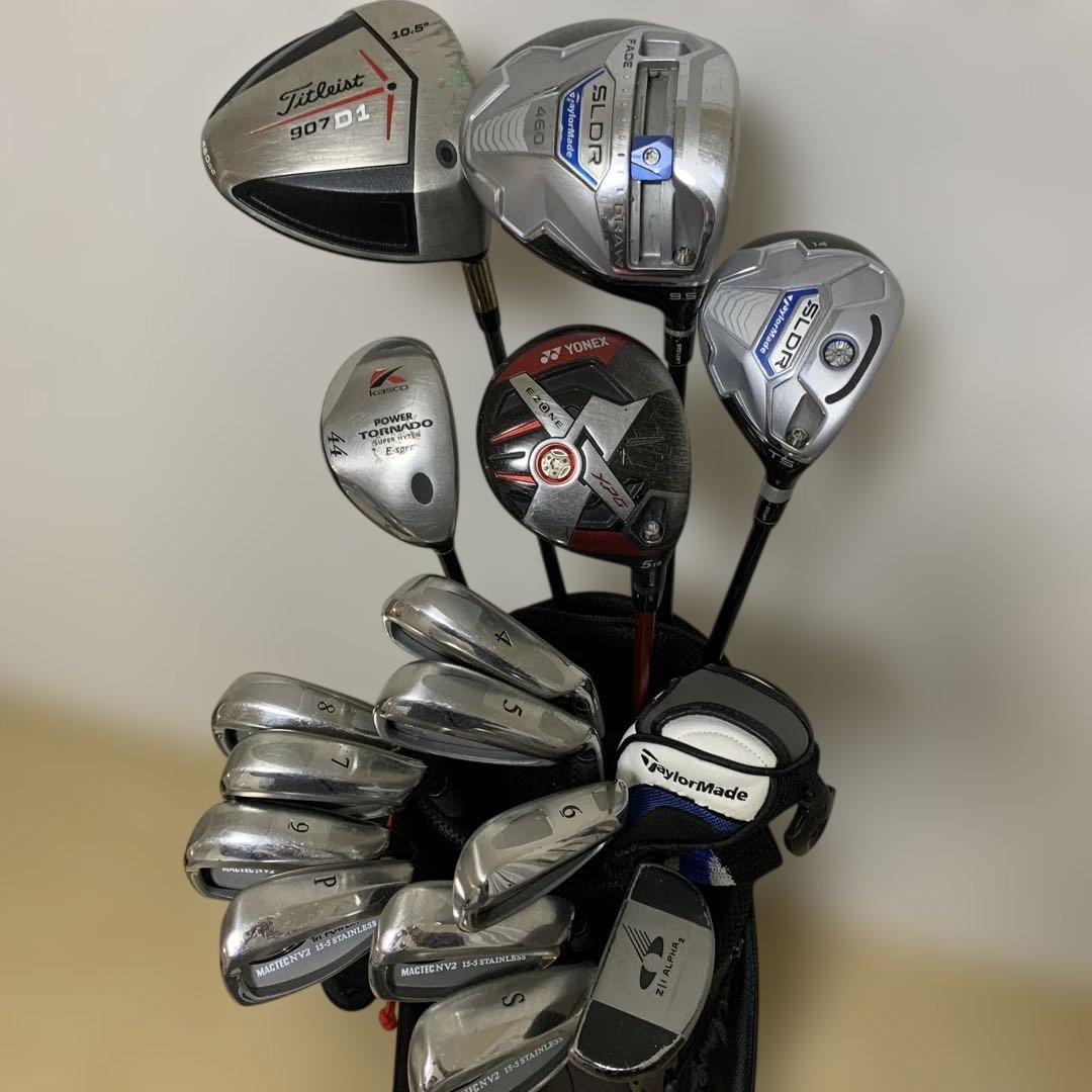 ゴルフクラブセット 右利き テーラーメイド 他15本セット キャディバッグ付