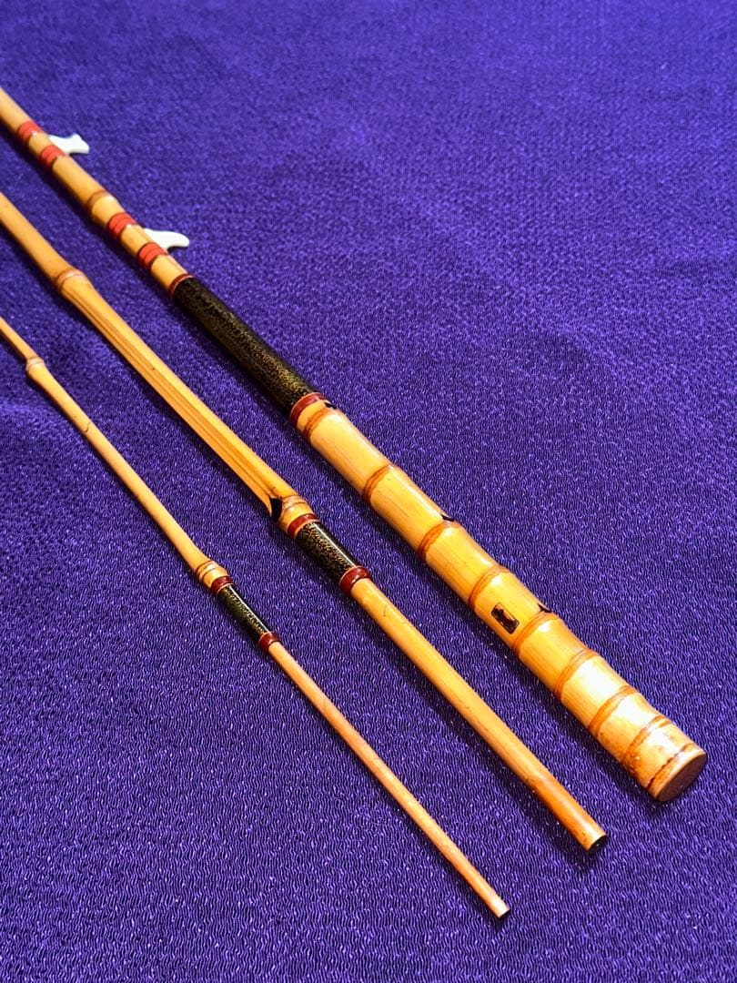 初代寿作 江戸和竿 手バネ中通し竿 印籠継 金研塗270cm 3本継 未使用品