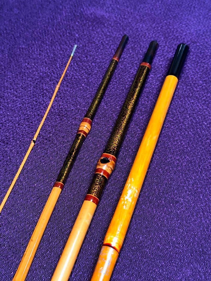 初代寿作 江戸和竿 手バネ中通し竿 印籠継 金研塗270cm 3本継 未使用品